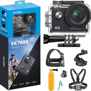 AKASO EK7000 4K30FPS 20MP WiFi Action Camera and 7 in 1 Action Camera Accessories Kit Bundle