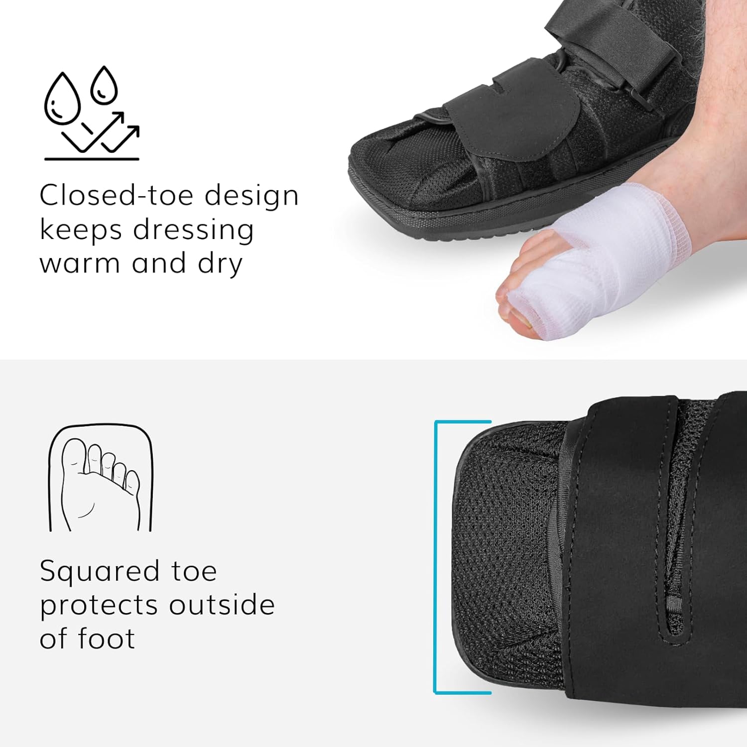 BraceAbility Closed Toe Medical Walking Shoe - Lightweight Broken Toe Cast Boot, Fractured Foot Brace for Metatarsal Stress Fracture, Post-op Bunion, Hammertoe Recovery - For Men or Women (M) - Image 5