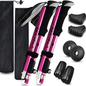 Covacure Hiking Poles Collapsible Trekking Poles - Aluminum Alloy 7075 Walking Sticks for Hiking with Telescopic & Foldable Tri-fold Design Hiking Gear for Women Men, Hiking, Camping, Climbing