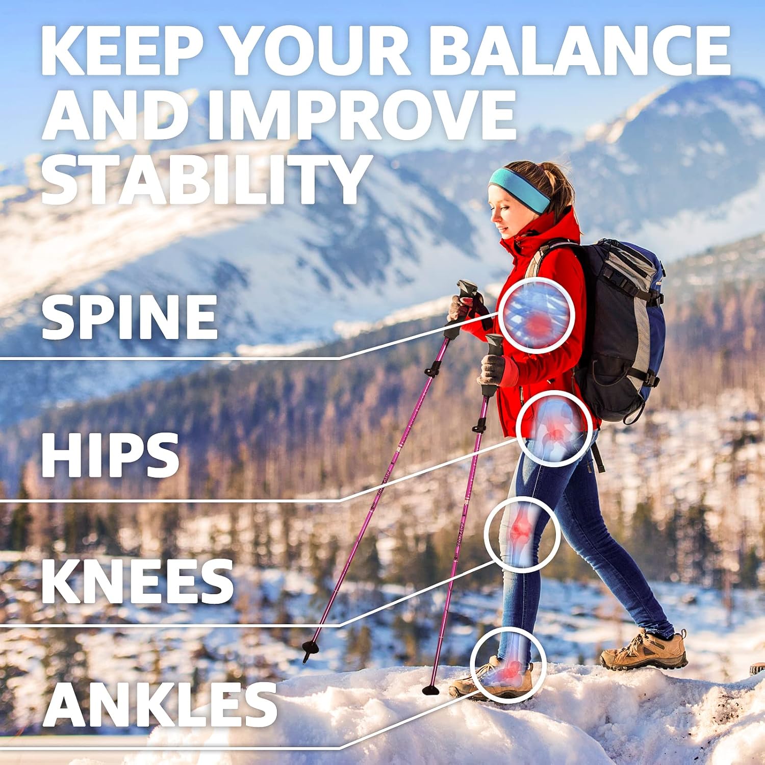 Covacure Hiking Poles Collapsible Trekking Poles - Aluminum Alloy 7075 Walking Sticks for Hiking with Telescopic & Foldable Tri-fold Design Hiking Gear for Women Men, Hiking, Camping, Climbing - Image 2