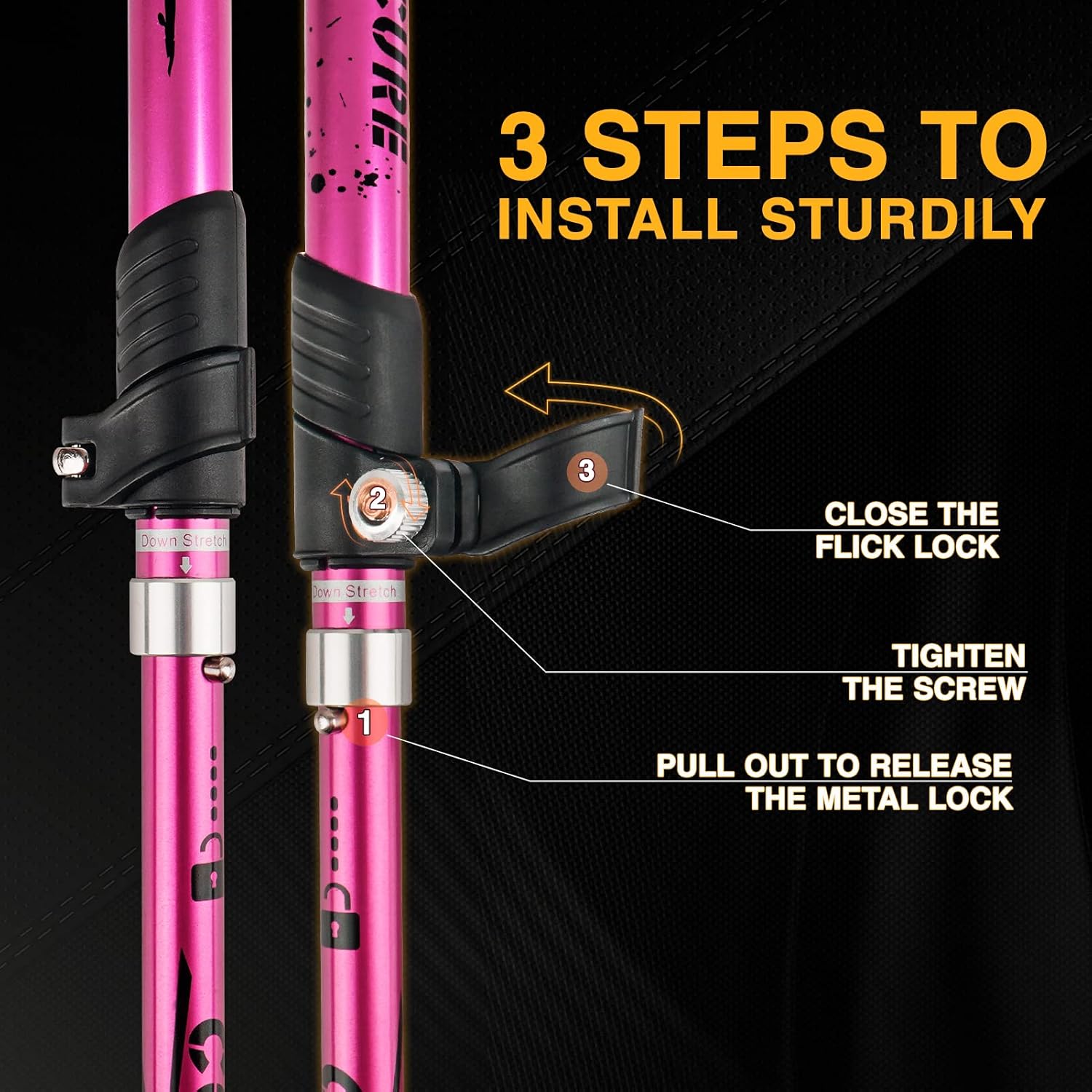 Covacure Hiking Poles Collapsible Trekking Poles - Aluminum Alloy 7075 Walking Sticks for Hiking with Telescopic & Foldable Tri-fold Design Hiking Gear for Women Men, Hiking, Camping, Climbing - Image 4