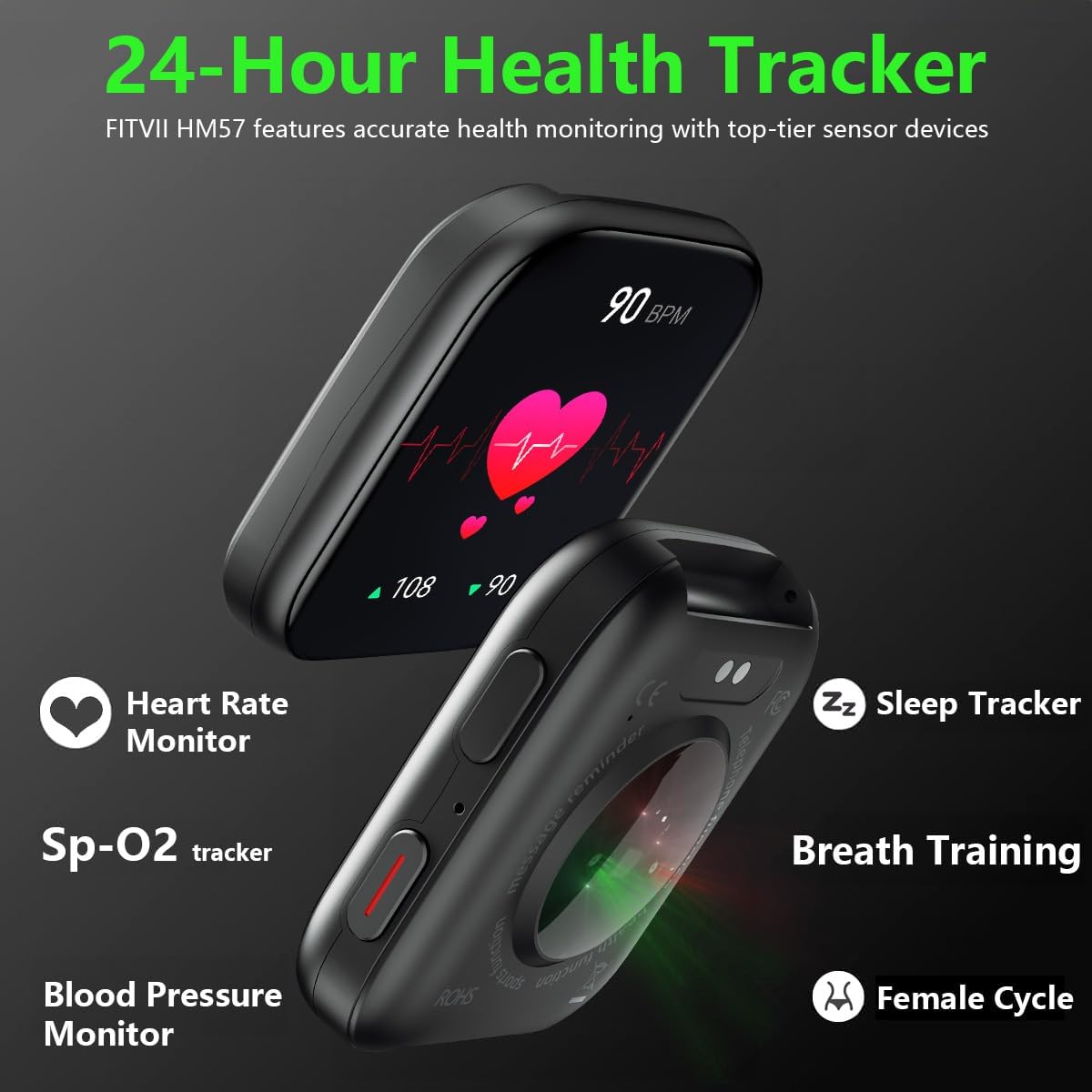 FITVII Health & Fitness Tracker (Answer/Make Calls), Smart Watch with 24/7 Heart Rate and Blood Pressure, Sleep Tracking, Blood Oxygen Monitor, 120+ Sport Mode Activity Tracker for Women Men - Image 3