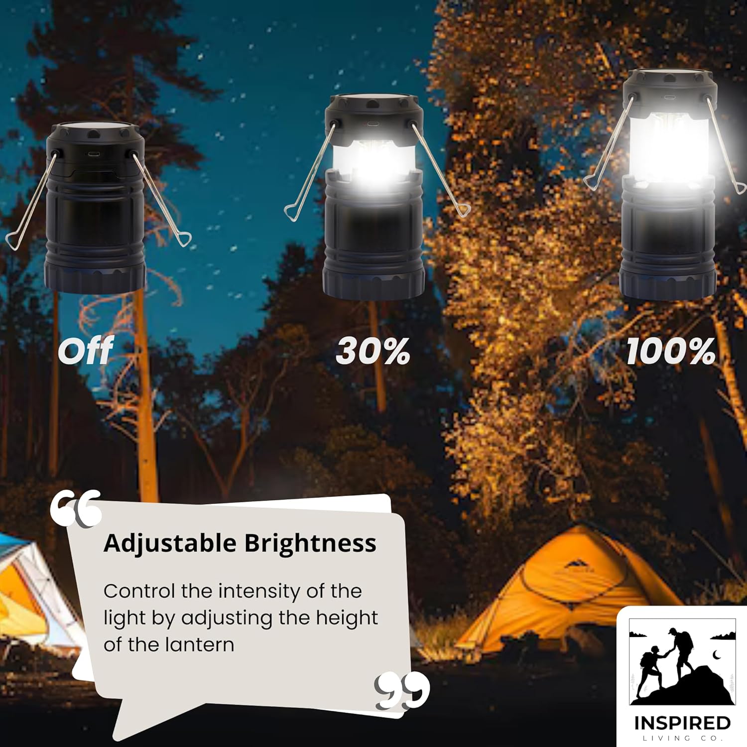 Lanterns for Power Outage, Portable LED Battery Operated Camping Lanterns 2-Pack, 48 Hr Battery Life, Solar, USB-C & AA Powered, Adjustable Brightness, Emergency Lights for Home Power Failure - Image 3