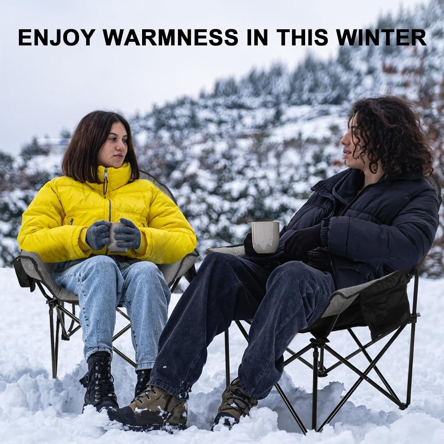 REALEAD Oversized Heated Camping Chair | Fully Thick Padded | Heated Chairs for Outdoor Sports with Back and Seat Heating | Heated Folding Chair for Adults | Support 400lbs | Battery NOT Included - Image 8