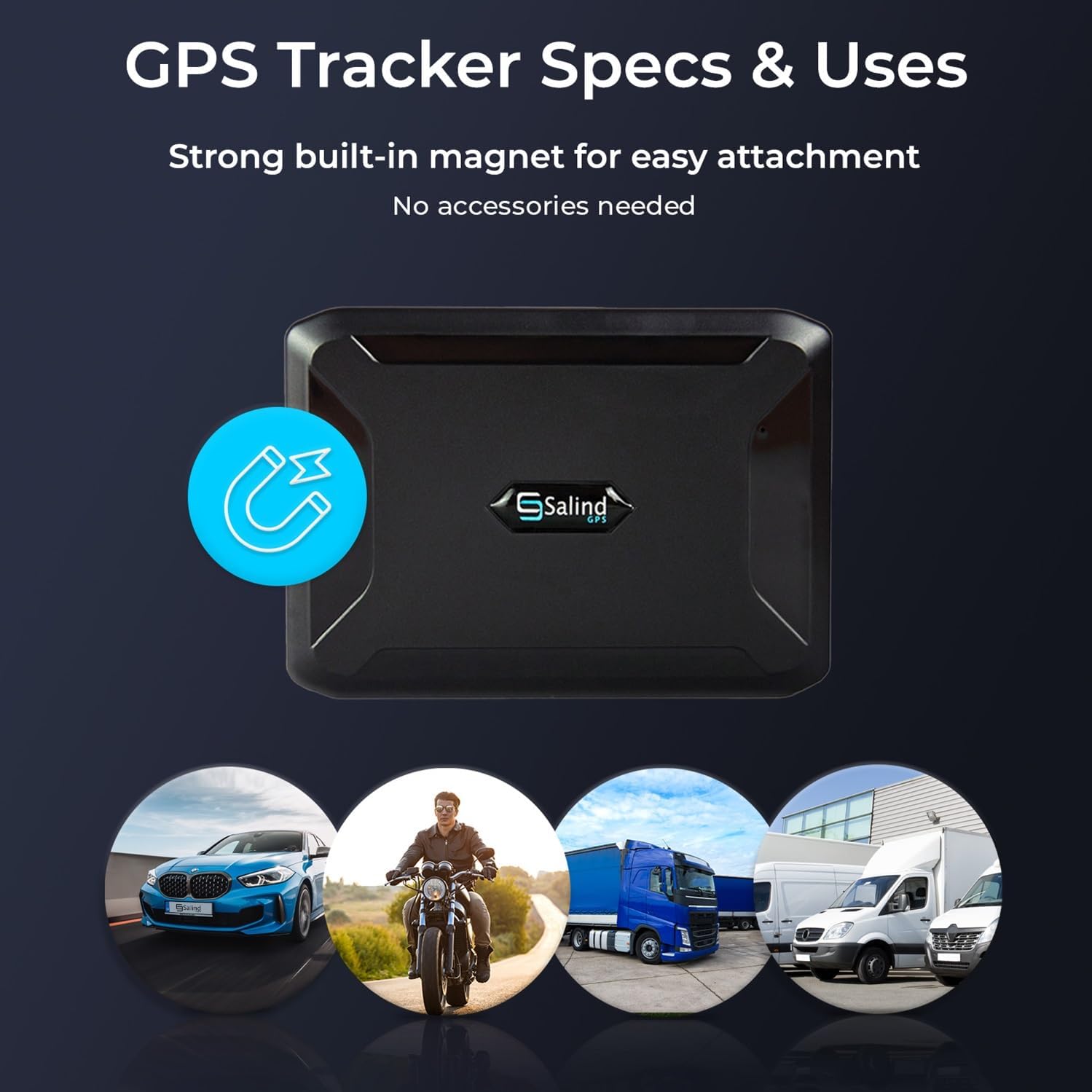 SALIND 11 GPS Tracker for Vehicles, Car, Fleets - 4G LTE Device, Long Battery, Magnetic, US & Worldwide SIM Card Included - iOS/Android Compatible App - Budget-Friendly Subscription Required - Image 4